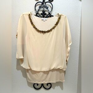 Joseph A Jewel Neckline Blouse